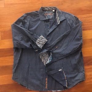 Navy and gray striped Robert Graham 3 XL shirt
